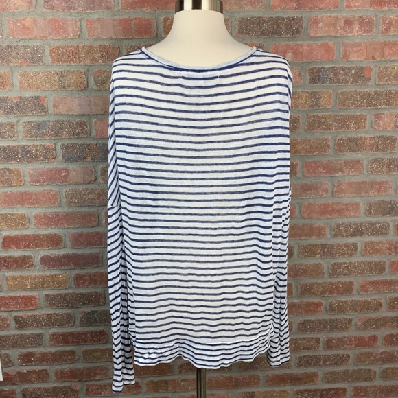 Cupcakes & Cashmere Striped Linen Top, Sz M - Picture 5 of 6